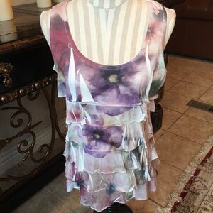 RUFFLED TANK w Purple Hues